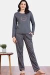 Zivame Shades of Joy Knit Cotton Pyjama Set - Iron Gate — thumbnail 2